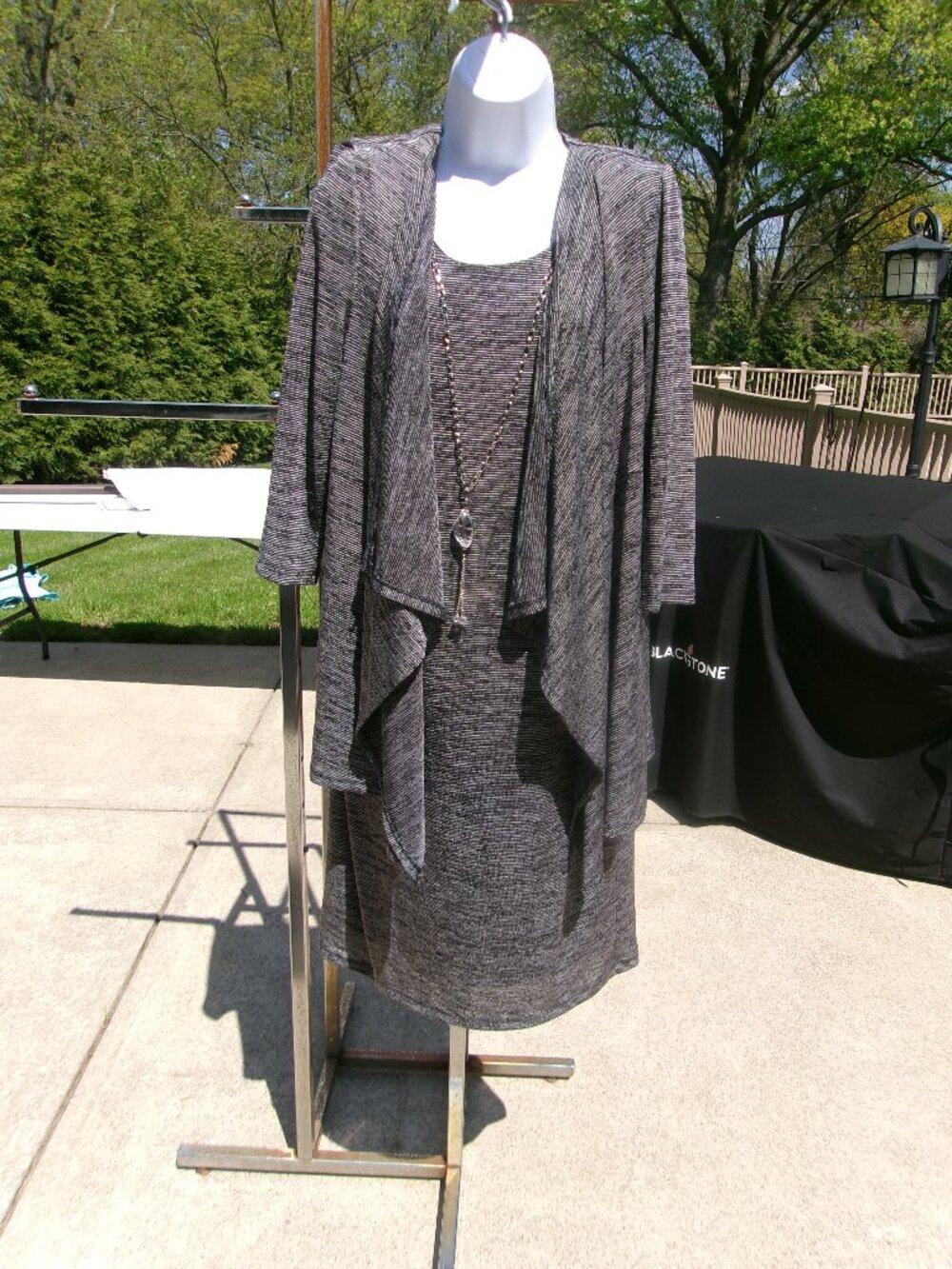 NWOT RM RICHARDS BLACK 2PC LOOK DRESS W NECKLACE 14
